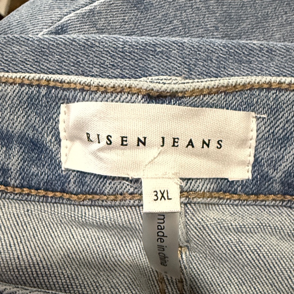 New Risen Summer Days High Rise Light Vintage Wash Straight Leg Jeans 3XL - Picture 7 of 13